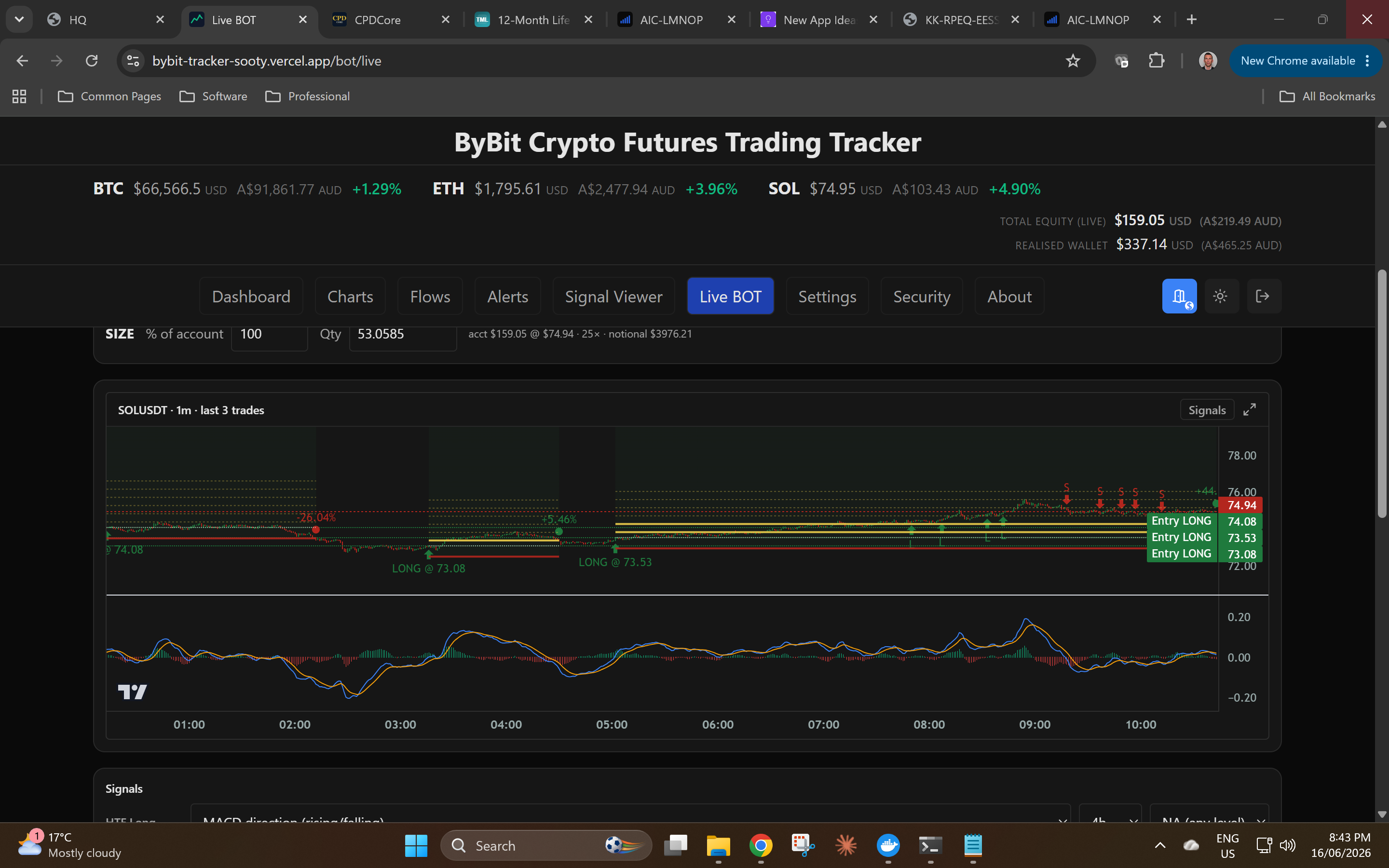 Bybit Tracker desktop screenshot