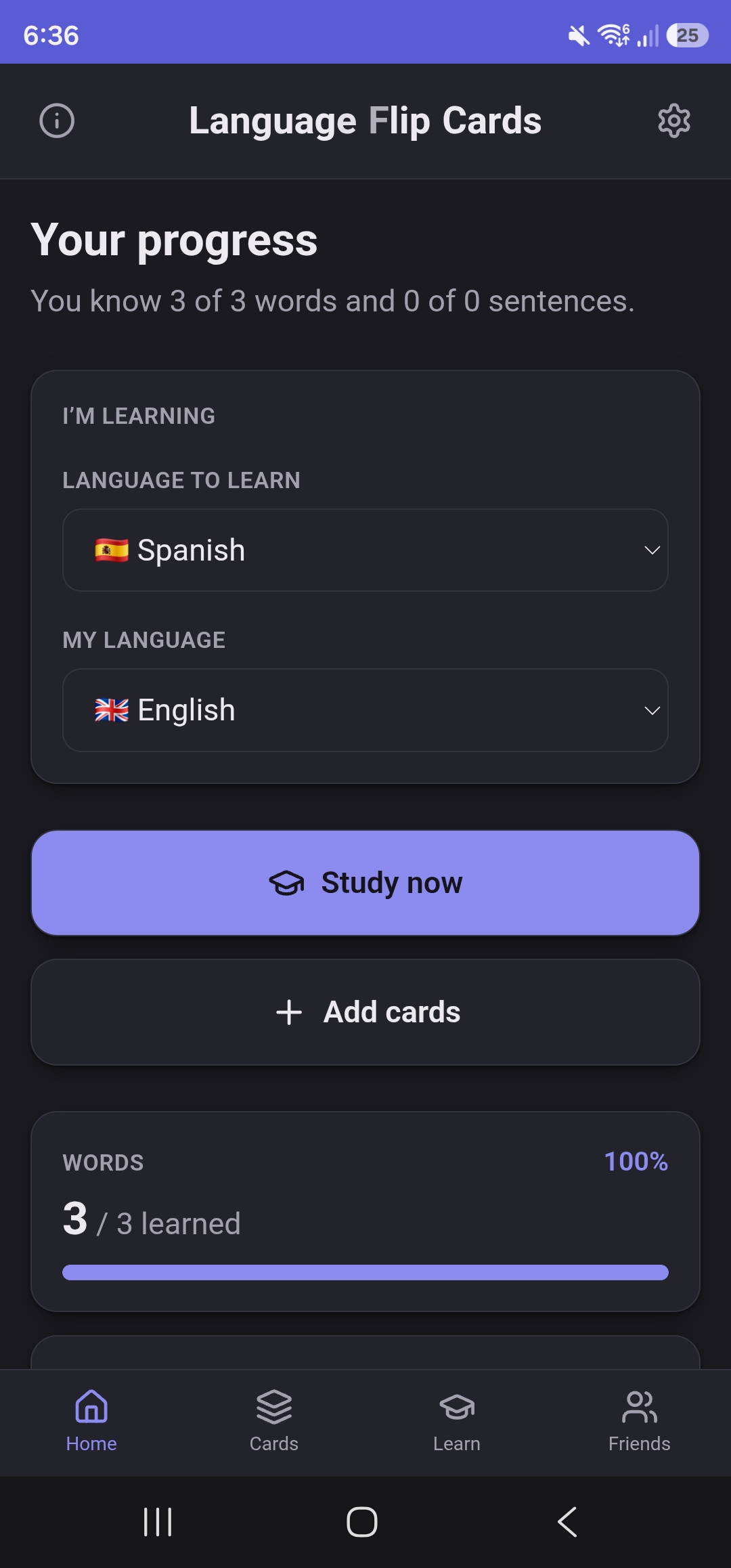 Language Flip Cards screenshot