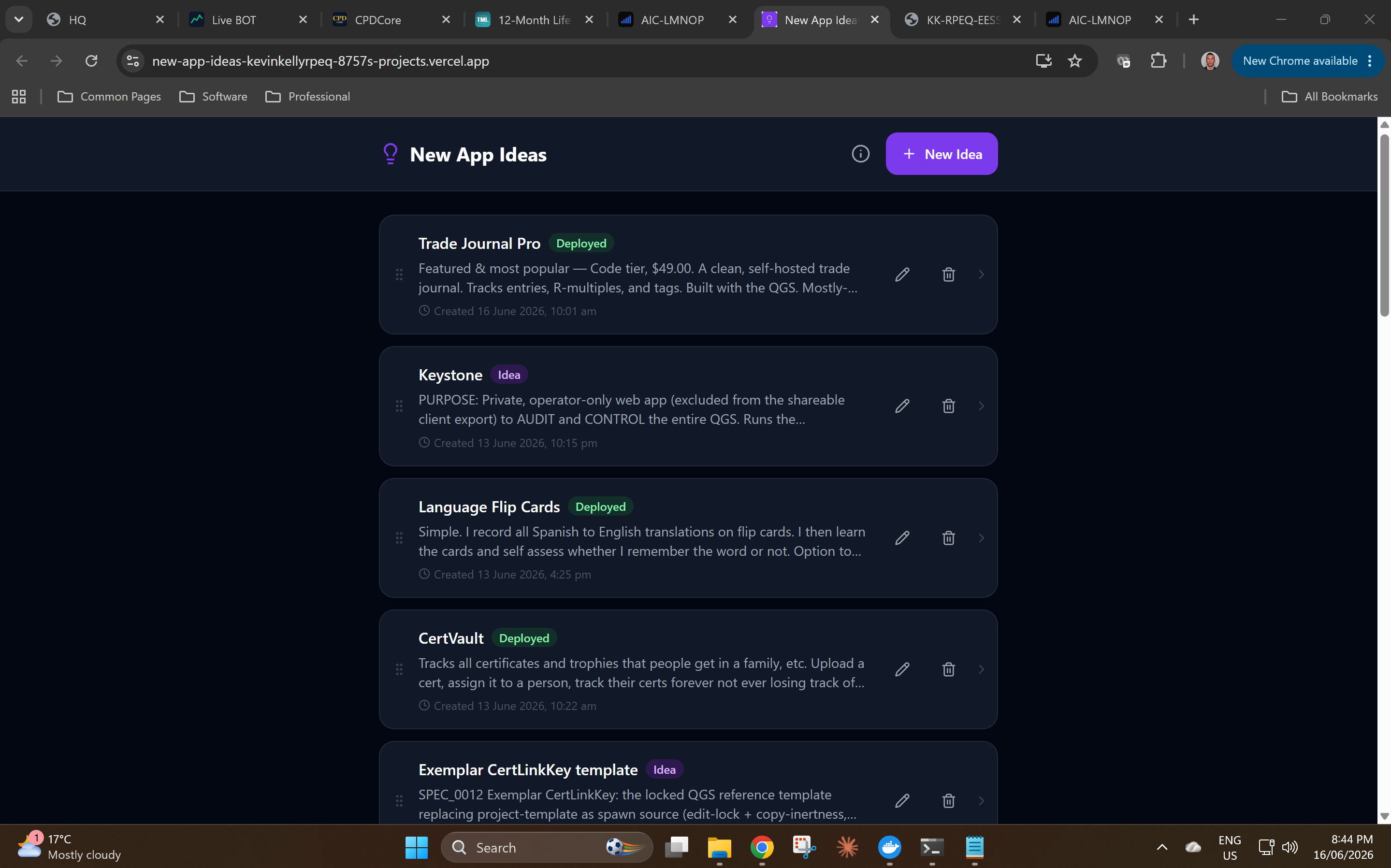 New App Ideas desktop screenshot