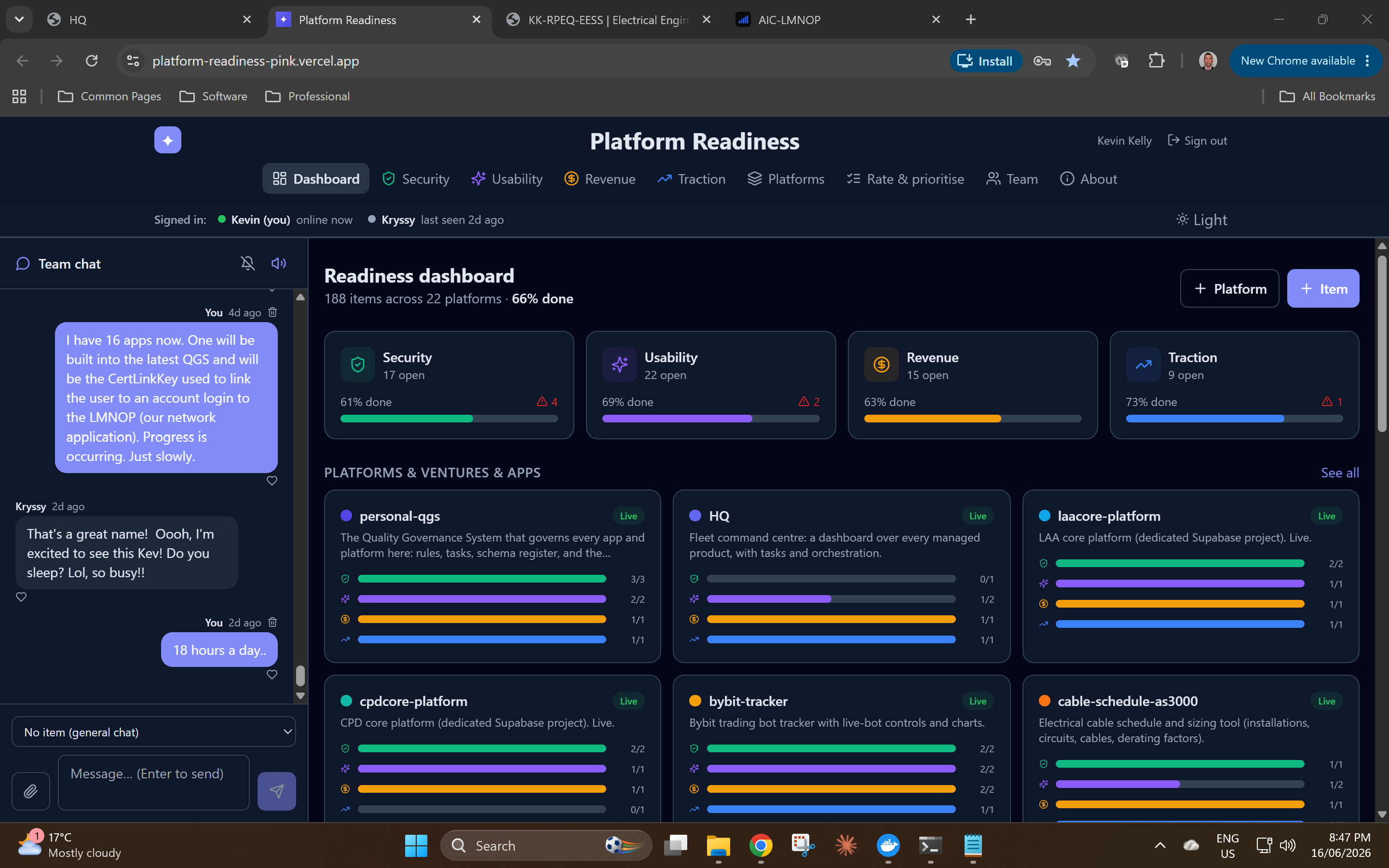Platform Readiness desktop screenshot