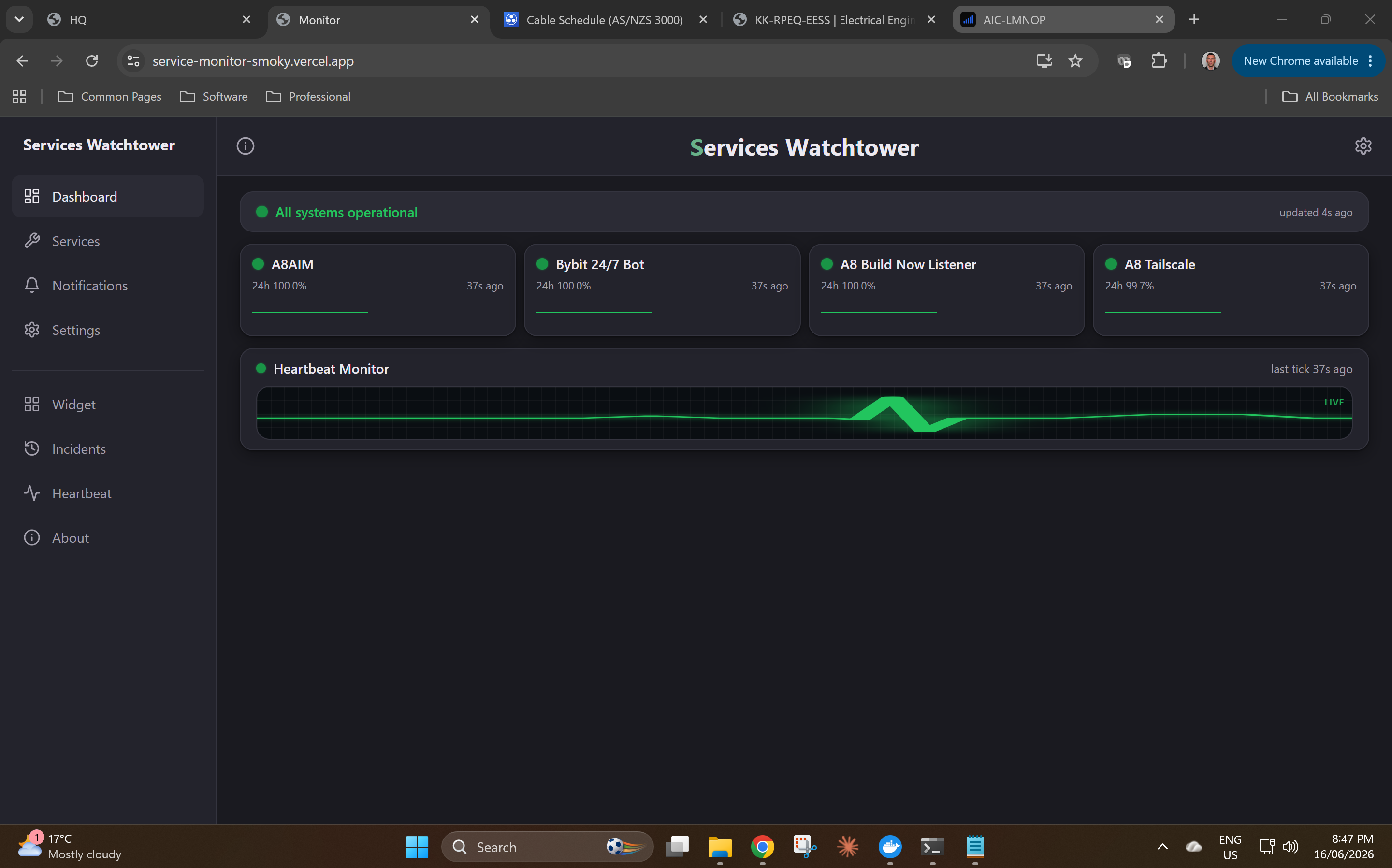 Services Watchtower desktop screenshot